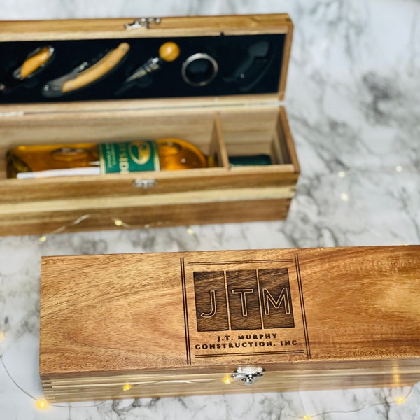 Wine Box, Wine Box gift set, Wine Opener, Wooden Wine Box, Anniversary Gift, Custom logo wine box, company gifts