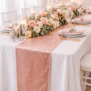Sequin Table Runner, Rose Gold Wedding Decor (12x108)