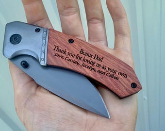 Personalized Pocket Knife, Gift for Stepdad, Bonus Dad Father Figure