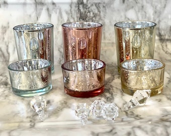 12 pack Mercury candle holders, choose your size and color, gold mercury votives, silver votives