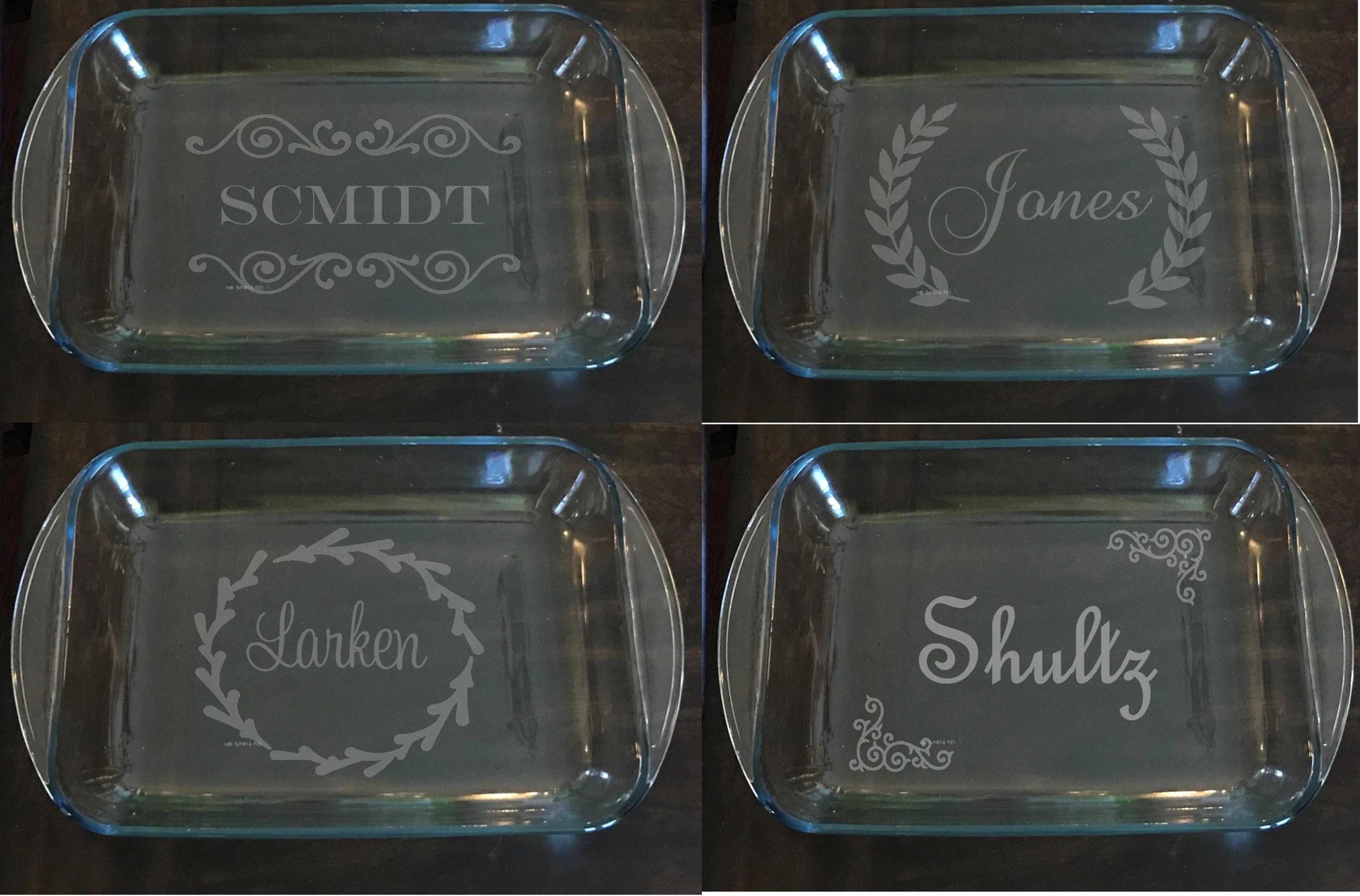 Personalized Casserole Dish Pyrex Baking Dish Engraved Name Present  Mother's Day Wedding Gift Bridal Shower Glass Couplechristmas 
