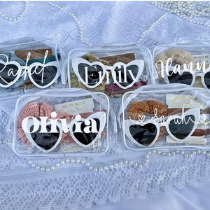Personalized Bridesmaid Proposal Bag, Scrunchie, Sunglasses, and accessories