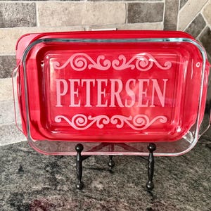 Personalized Engraved Glass Baking Dish, Custom Casserole Dish