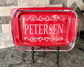 Personalized Engraved Glass Baking Dish, Custom Casserole Dish