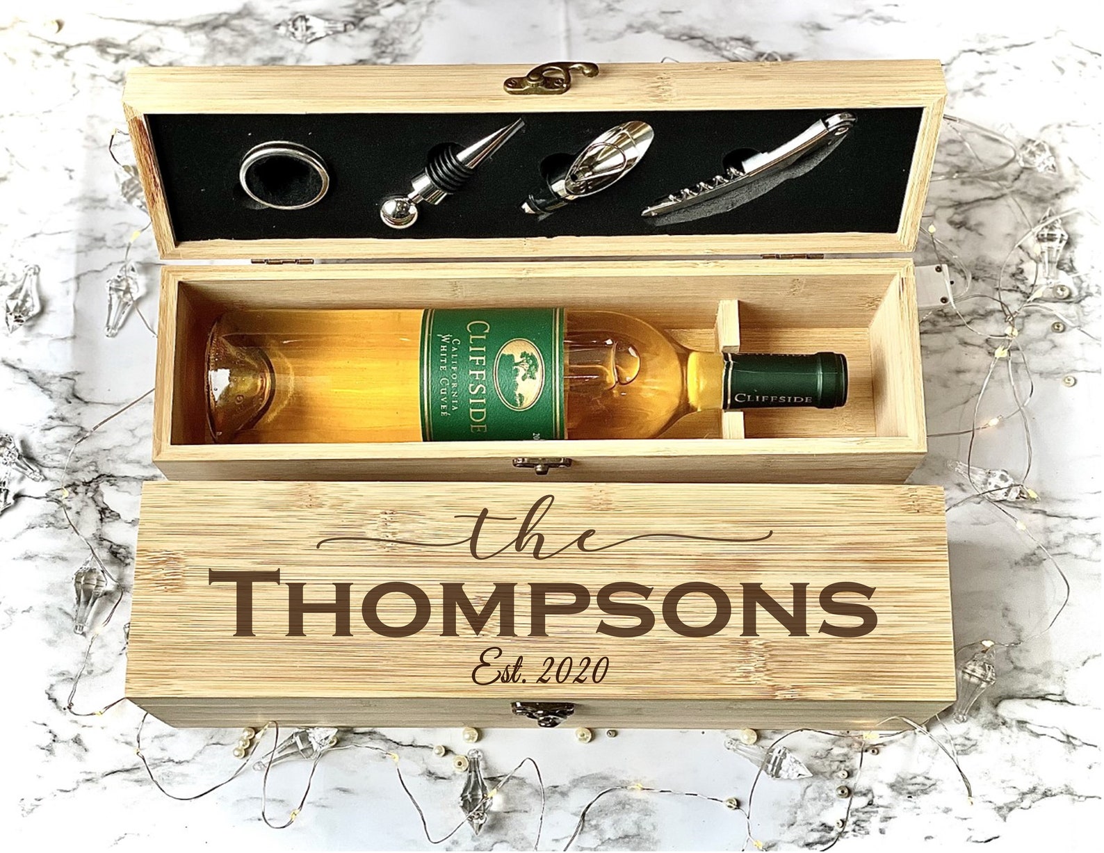 Wine Box Wine Box gift set Wine Opener Wooden Wine Box Etsy