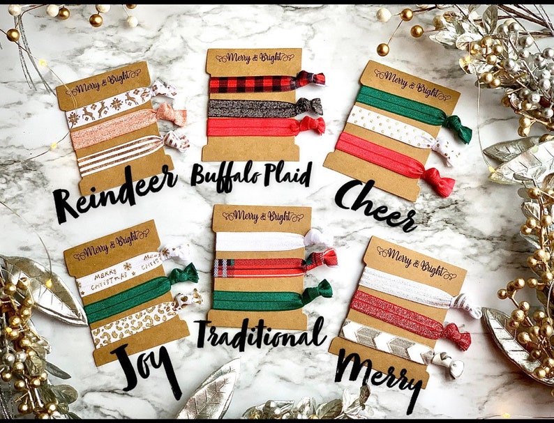 Christmas hairties, hair ties, bridesmaid hair ties, stocking stuffer, stocking stuffers, Christmas wedding image 1