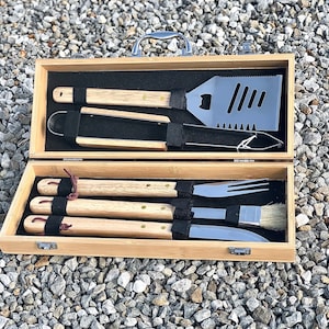 Fathers day gift, BBQ Set, 6 piece BBQ set, Personalized Barbecue set, Birthday Gift for dad, Step dad fathers day gift, Groomsman gift, BBQ image 2