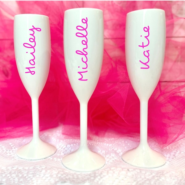 Personalized White Island Champagne flute, 6oz Acrylic Vacation Love Villa Cup