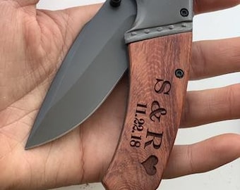 pocket knife, 5th anniversary gift for him, Wood anniversary gift for him, 1st anniversary gift for him, wooden anniversary gift for men