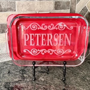 Personalized Engraved Glass Baking Dish, Custom Casserole Dish