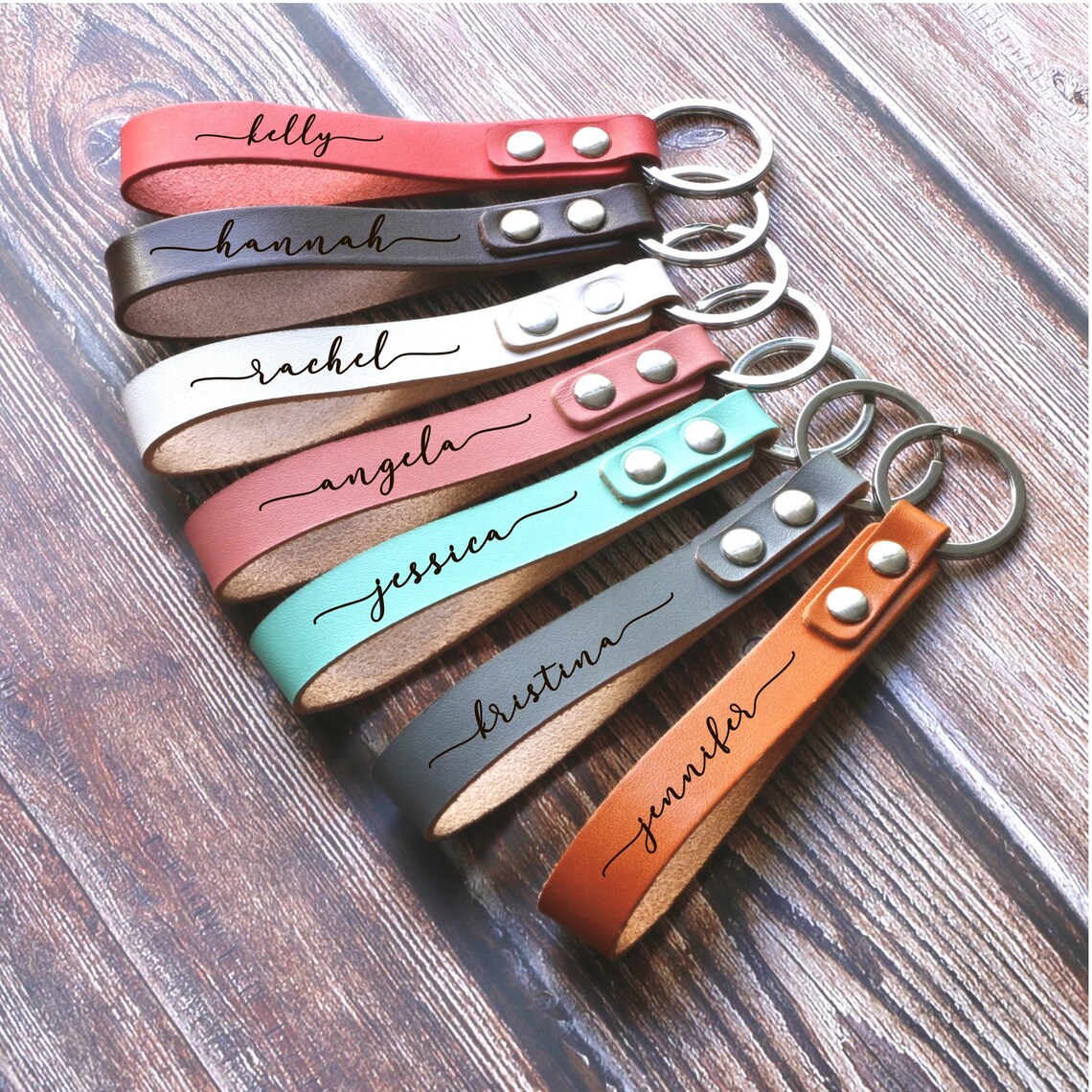 Bridesmaid keychain Holiday Gift Leather keychain Etsy