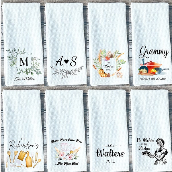 Custom Kitchen Dish Towel, Tea Towel, Custom Towel Kitchen Décor, Housewarming Gift, Farmhouse Decor, Hand Towel, Grandma Gift Mom Gift