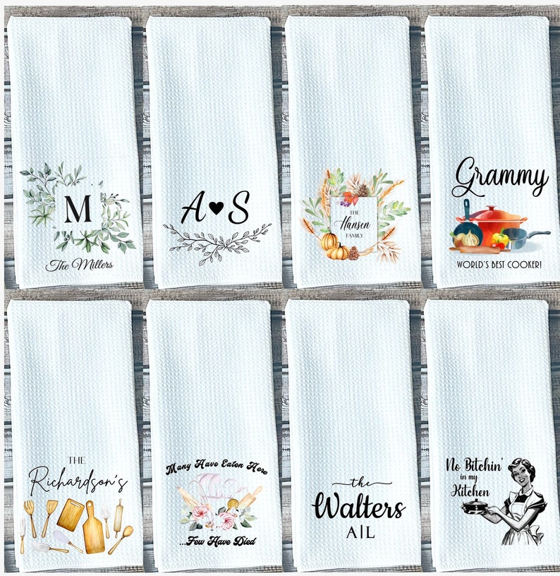 Custom Kitchen Dish Towel, Tea Towel, Custom Towel Kitchen Décor, Housewarming Gift, Farmhouse Decor, Hand Towel, Grandma Gift Mom Gift image 1