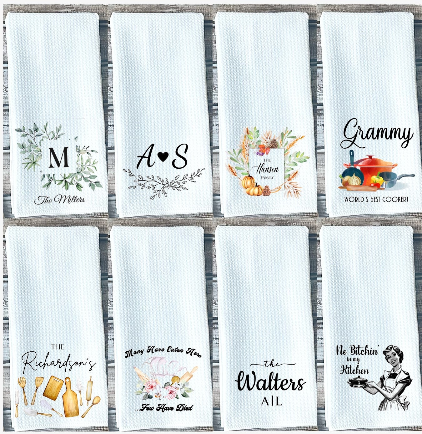 Custom Kitchen Dish Towel, Tea Towel, Custom Towel Kitchen Décor, Housewarming Gift, Farmhouse Decor, Hand Towel, Grandma Gift Mom Gift