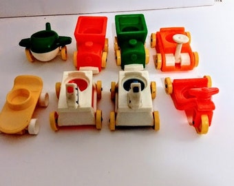 Vintage Fisher Price Little People Accessories: Plane, Scooter, Skateboard