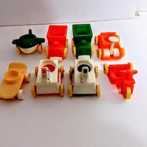 Vintage Fisher Price Little People Accessories: Plane, Scooter, Skateboard