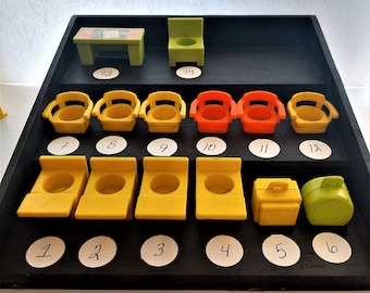 Vintage Fisher Price Little People Accessories: Chairs, Desks, Luggage