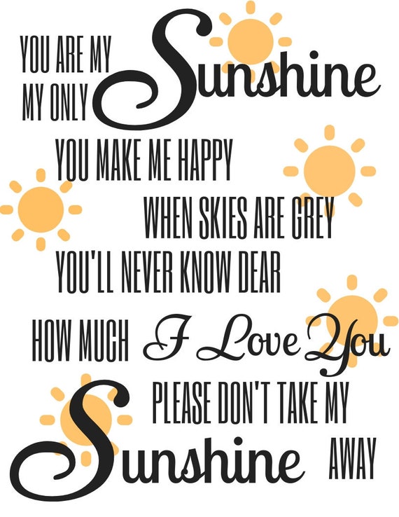 You are my Sunshine poem Download Printable Baby Nursery | Etsy
