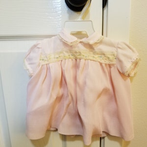 1960&#39;s Vintage Baby Girl Pink Dress, Clothes for infant, Beautiful Easter Dress
