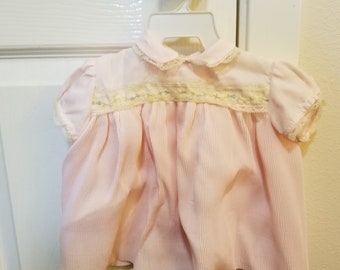 1960's Vintage Baby Girl Pink Dress, Clothes for infant, Beautiful Easter Dress