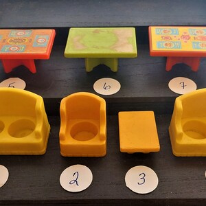 Vintage Fisher Price Little People, Little People Chairs, Little People Tables, Fisher Price Couch