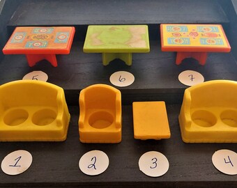 Vintage Fisher Price Little People Furniture: Chairs, Couch, Tables