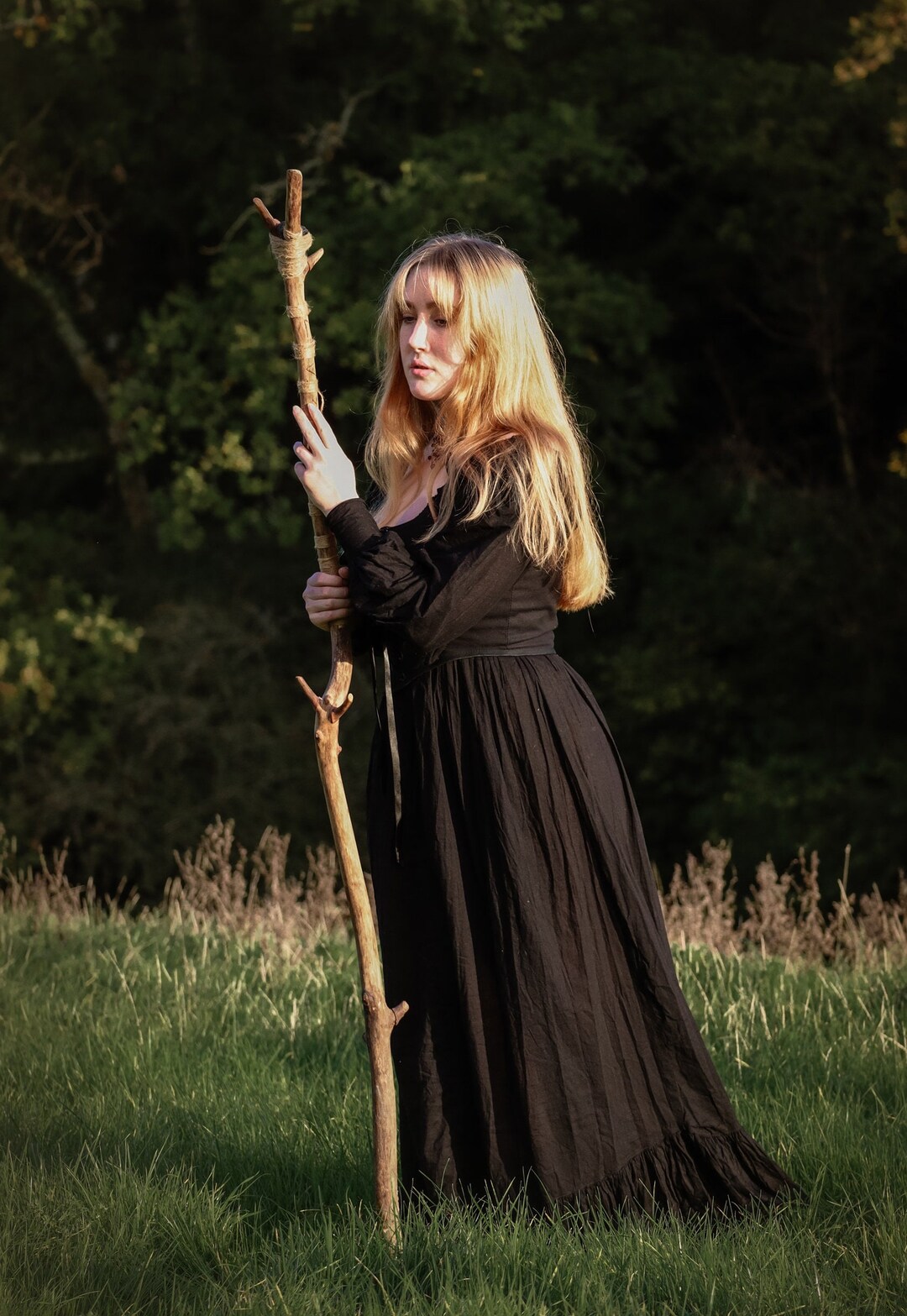 Wizards Staff Black Tourmaline Crystal Windfall Wood Runes Etsy