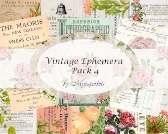 éphémères numériques vintage, éphémères vintage, éphémères floraux, cartes de journalisation, imprimables, kits numériques,