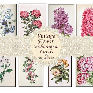 éphémères numériques vintage, éphémères vintage, éphémères floraux, cartes de journalisation, imprimables, kits numériques,