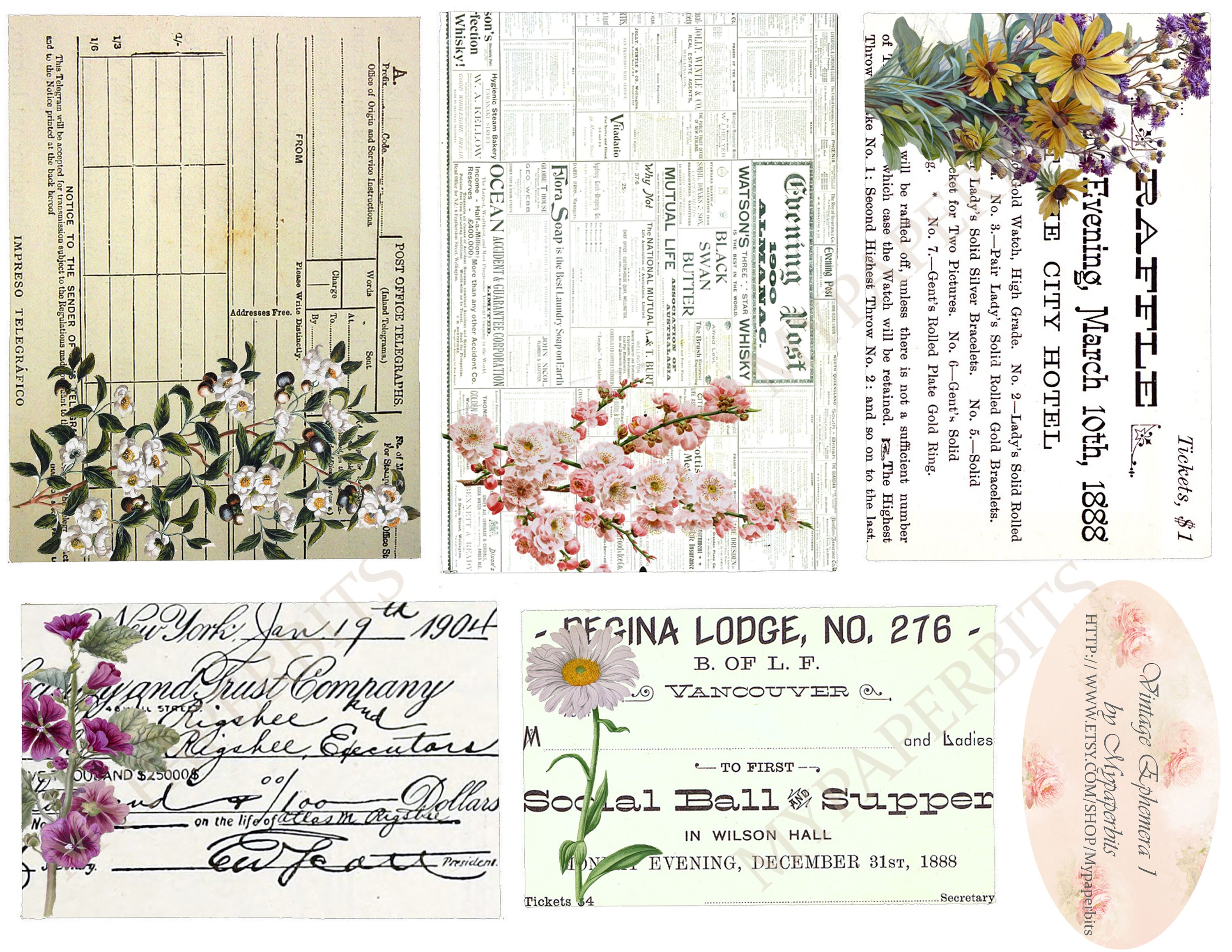 Vintage Digital Ephemera Vintage Ephemera Floral Ephemera Etsy UK
