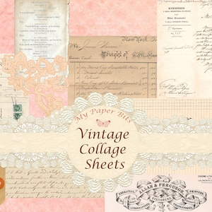 DIGITAL, páginas de colagem vintage, papéis vintage, kits de diário digital, páginas de colagem, cartões de diário, imprimíveis, kits digitais,