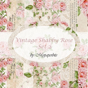 NUMÉRIQUE, rose rose minable vintage, rose rose, kits de journal indésirable numérique, minable, cartes de journalisation, imprimables, kits numériques,