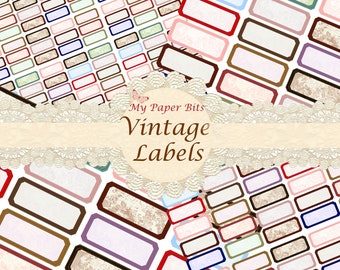 Vintage Digital Labels, blank labels, junk journal labels, shabby labels,vintage labels, printables, digital kits,