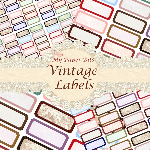 Vintage Digital Labels, blank labels, junk journal labels, shabby labels,vintage labels, printables, digital kits,