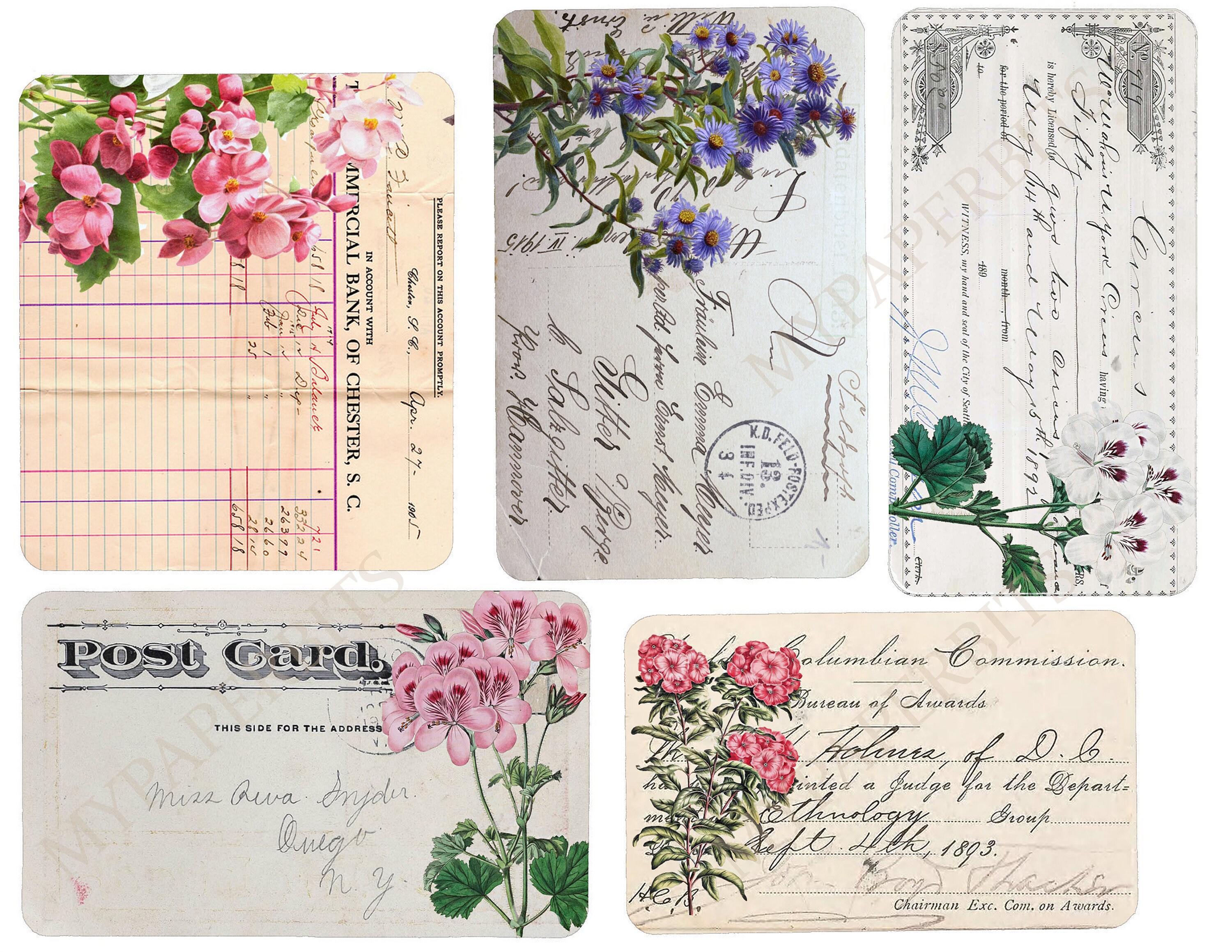 Vintage Digital Ephemera Vintage Ephemera Floral Ephemera Etsy UK