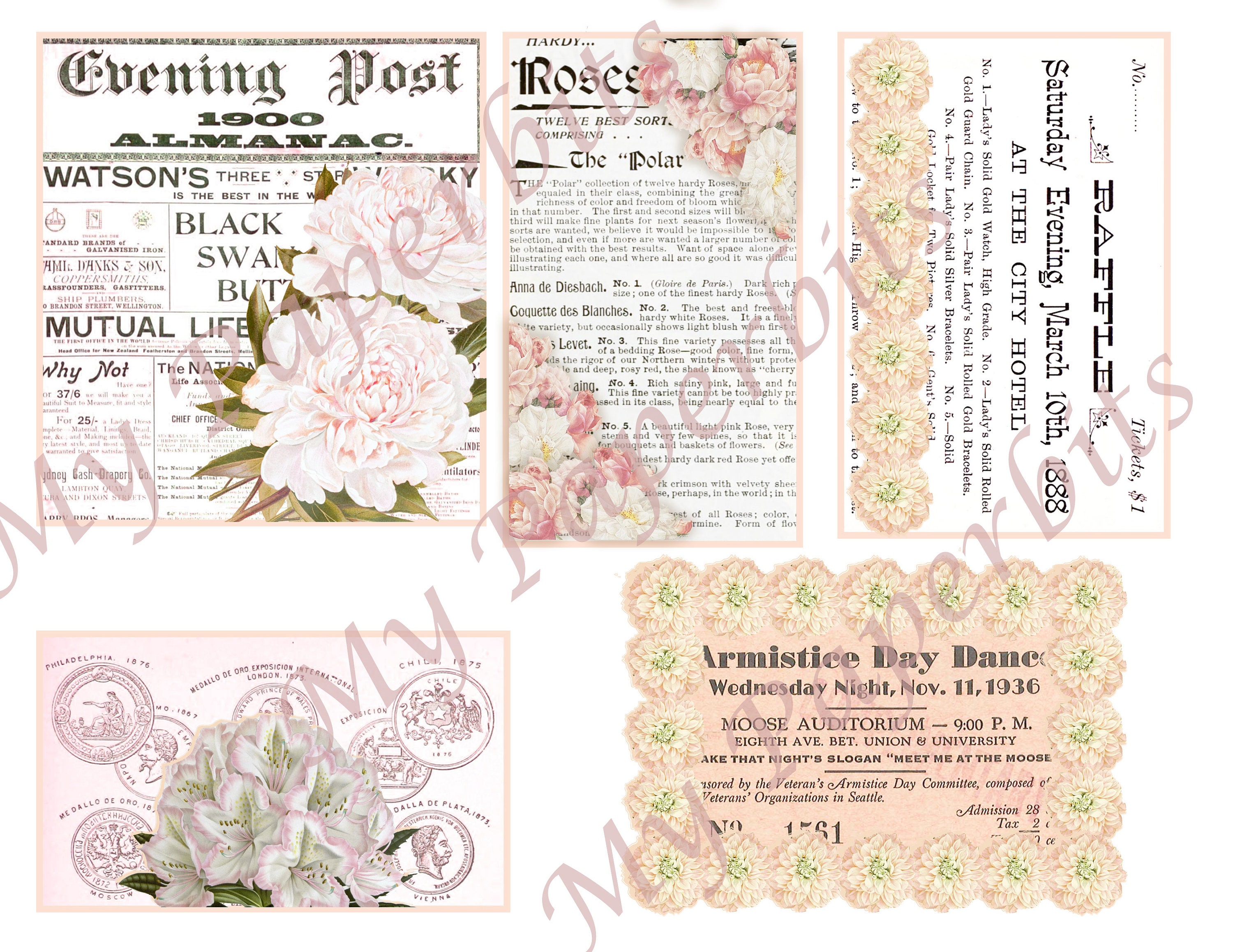 Vintage Digital Ephemera,shabby Ephemera,shabby Journal Cards,vintage ...