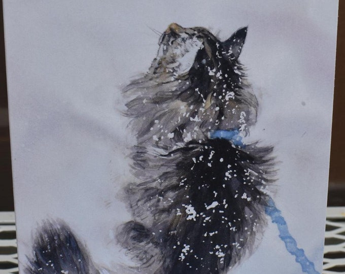 Snow for Jerry (C58) -- Blank Greeting Card, Watercolor, Nature, Pet Portrait
