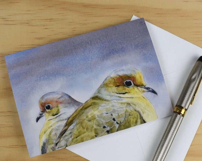 Mourning Dove Portrait (C38) -- Blank Greeting Card, Watercolor, Nature, Birds, Winter