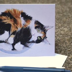 Aurora die Glückskatze (C50) -- Blanko Grußkarte, Aquarell, Natur, Tier Portrait