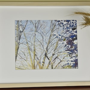 朝の雪解け - 水彩画、自然画、ジクレーアートプリント、ウォールアート