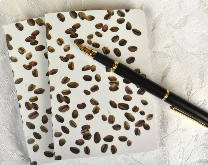 Coffee Beans  -- Pocket Notebook, Small Notebook, Blank Notebook, Watercolor Print