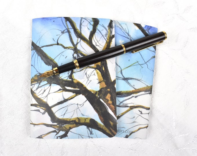 Blue Sky Trees  -- Pocket Notebook, Small Notebook, Blank Notebook, Watercolor Print
