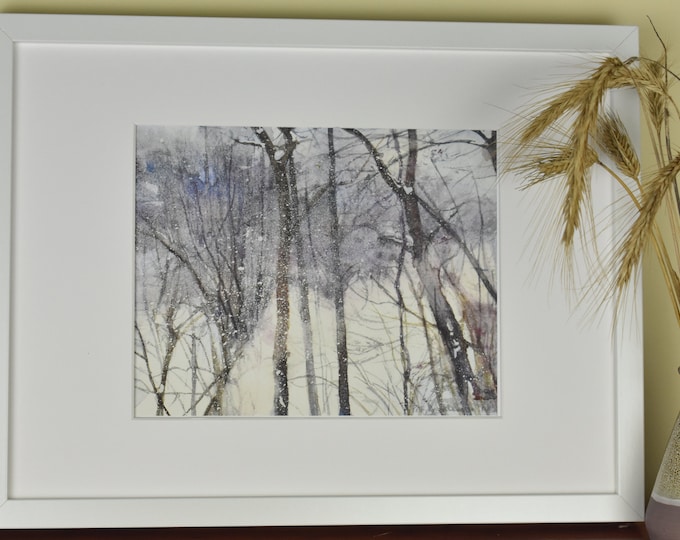 Snow in the Wind -- Watercolor Print, Nature Print, Giclee Art Print, Wall Art