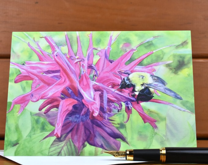 Bumble Bee (C27) - Blank Greeting Card, Watercolor, Nature, Bugs, Summer