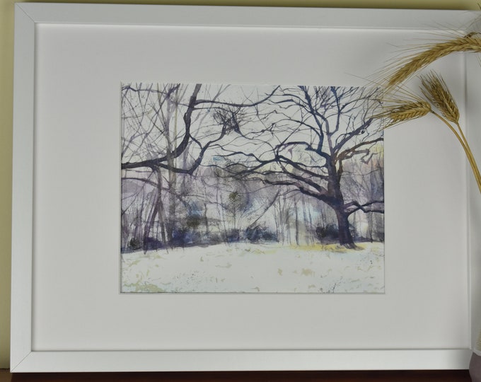 Hints of Spring Below the Snow -- Watercolor Print, Nature Print, Giclee Art Print, Wall Art