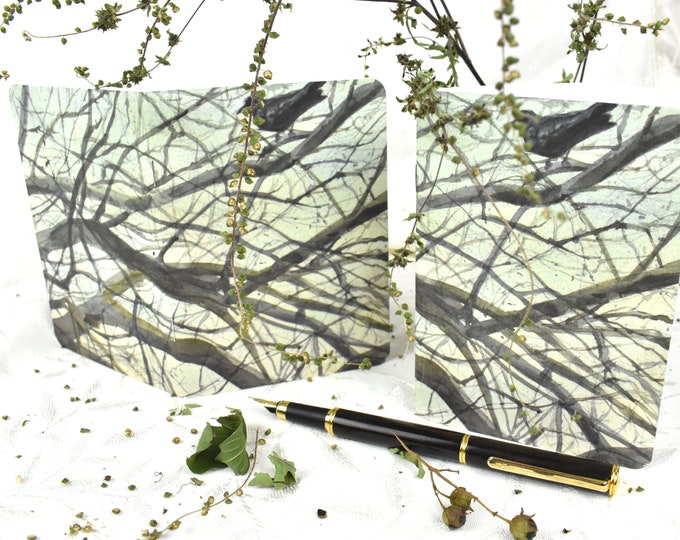 Crow in the Trees -- Pocket Notebook, Small Notebook, Blank Notebook, Watercolor Print