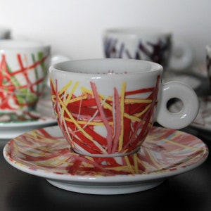 illy Art Collection 1996 | James Rosenquist Italian Riviera | Espresso Coffee Cup & Saucer Set x6 | Signed and Numbered Germany Mitterteich