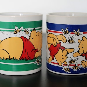 Winnie The Pooh Mug Vintage | Set of Two Tea Coffee Mugs Cups | Winnie-the-Pooh Disney Cartoon Vintage Mug | Honey Bee
