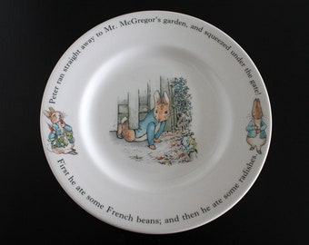 Placa de conejo Wedgwood Peter | Plato Desayuno 20 cm | Vajilla de porcelana vintage Beatrix Potter | Vajilla Pieter Conejo