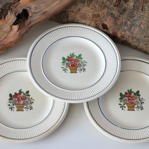Antique Belmar Wedgwood Plates | Etruria Staffordshire England | Cake Salad Breakfast Plates | Basket Flowers | Vintage English Porcelain